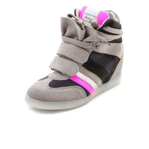 Serafini Manhattan Silver/PInk Wedge Sneakers